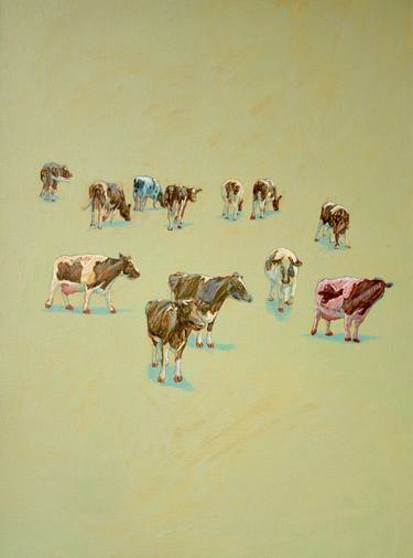 Print of Cows Paintings by Duncan Wright