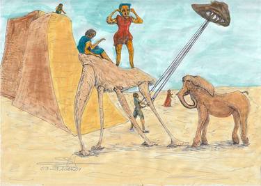 Original Figurative Cartoon Painting by Schmitt Alain