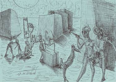 Print of Dada Fantasy Drawings by Schmitt Alain