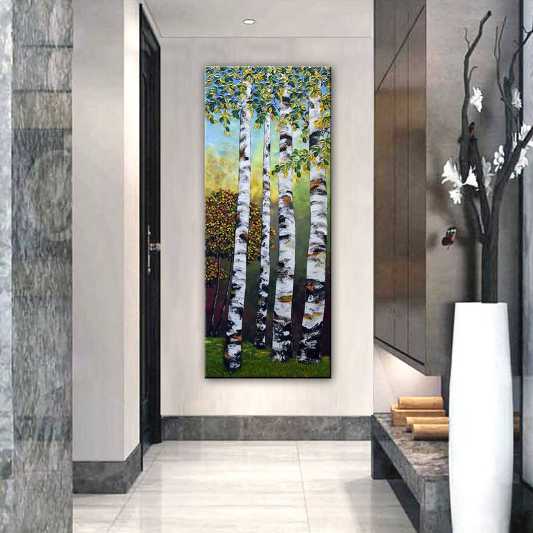 Original Art Deco Landscape Painting by Nataliya Stupak