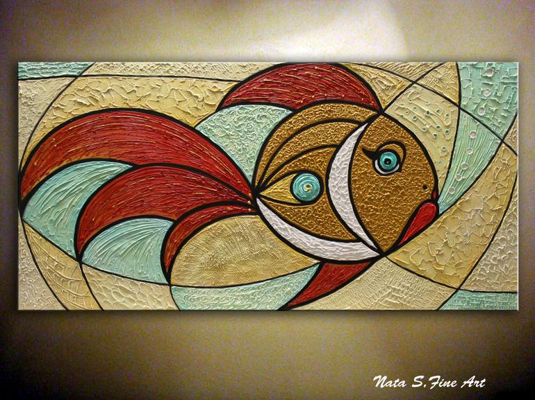 Original Abstract Fish Painting by Nataliya Stupak