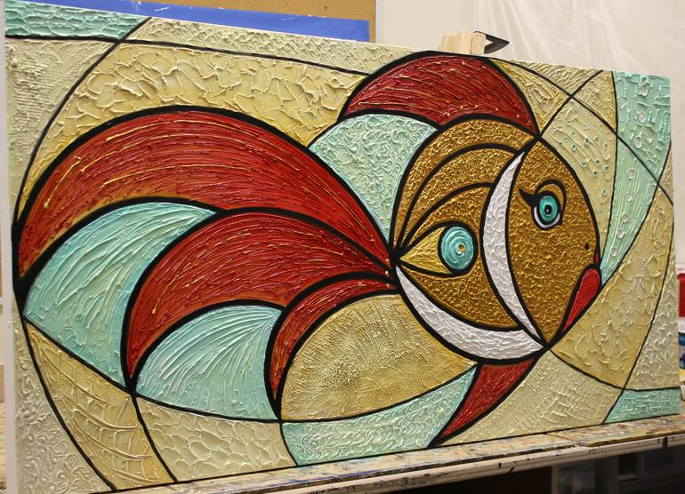 Original Abstract Fish Painting by Nataliya Stupak