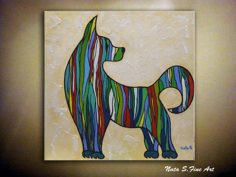 Original Abstract Dogs Painting by Nataliya Stupak