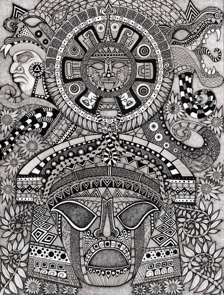 Mayan Statues Drawing