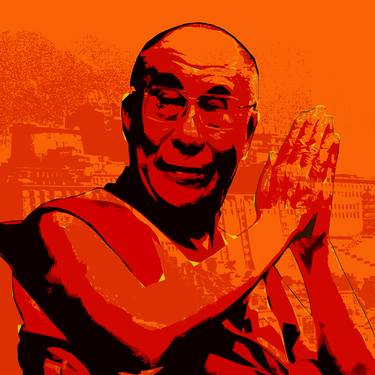 His Holiness The Dalai Lama Of Tibet Pop Art - Stretched canvas thumb