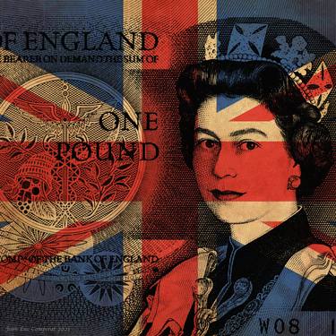Queen Elizabeth Pop Art Warhol style print - One pound banknote thumb
