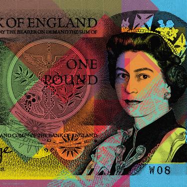 Queen Elizabeth Pop Art Warhol style print - One pound banknote thumb