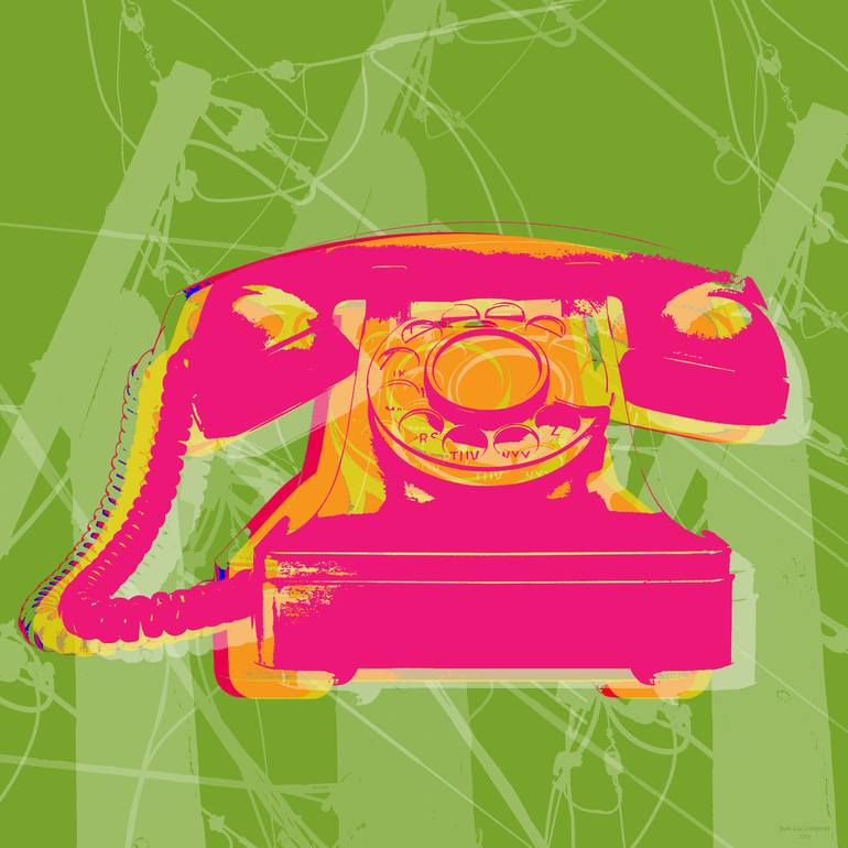 Rotary Phone Pop Art Giclee Original Digital by jean luc comperat