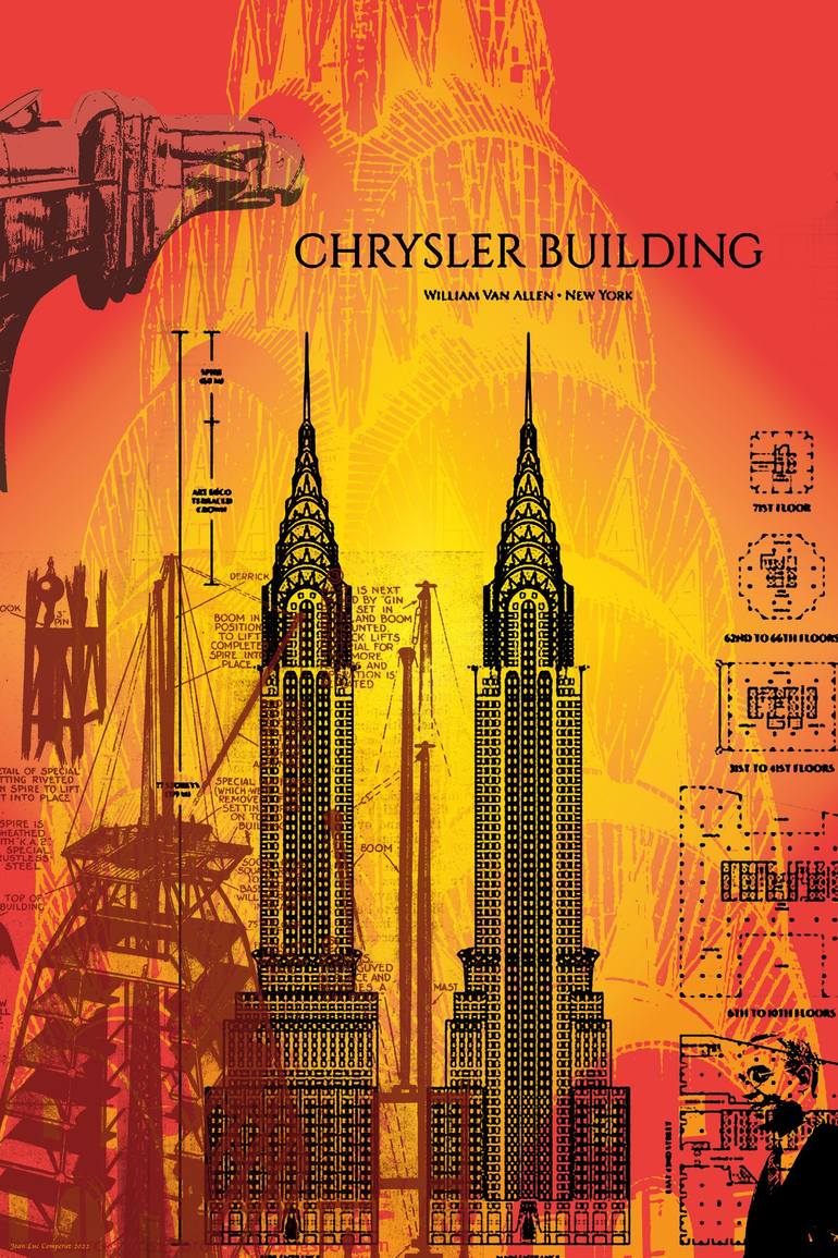 Chrysler Building - NYC - Pop Art Warhol style collage print Original Digital by jean luc comperat