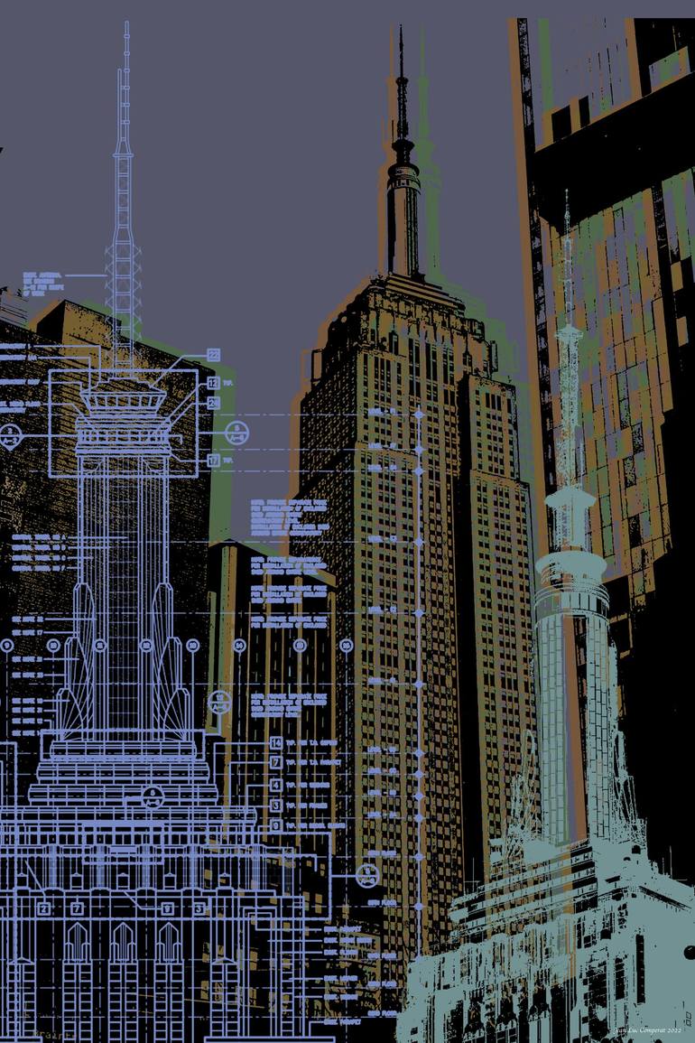 Empire State Building - NYC - Pop Art Warhol style print Original Digital by jean luc comperat