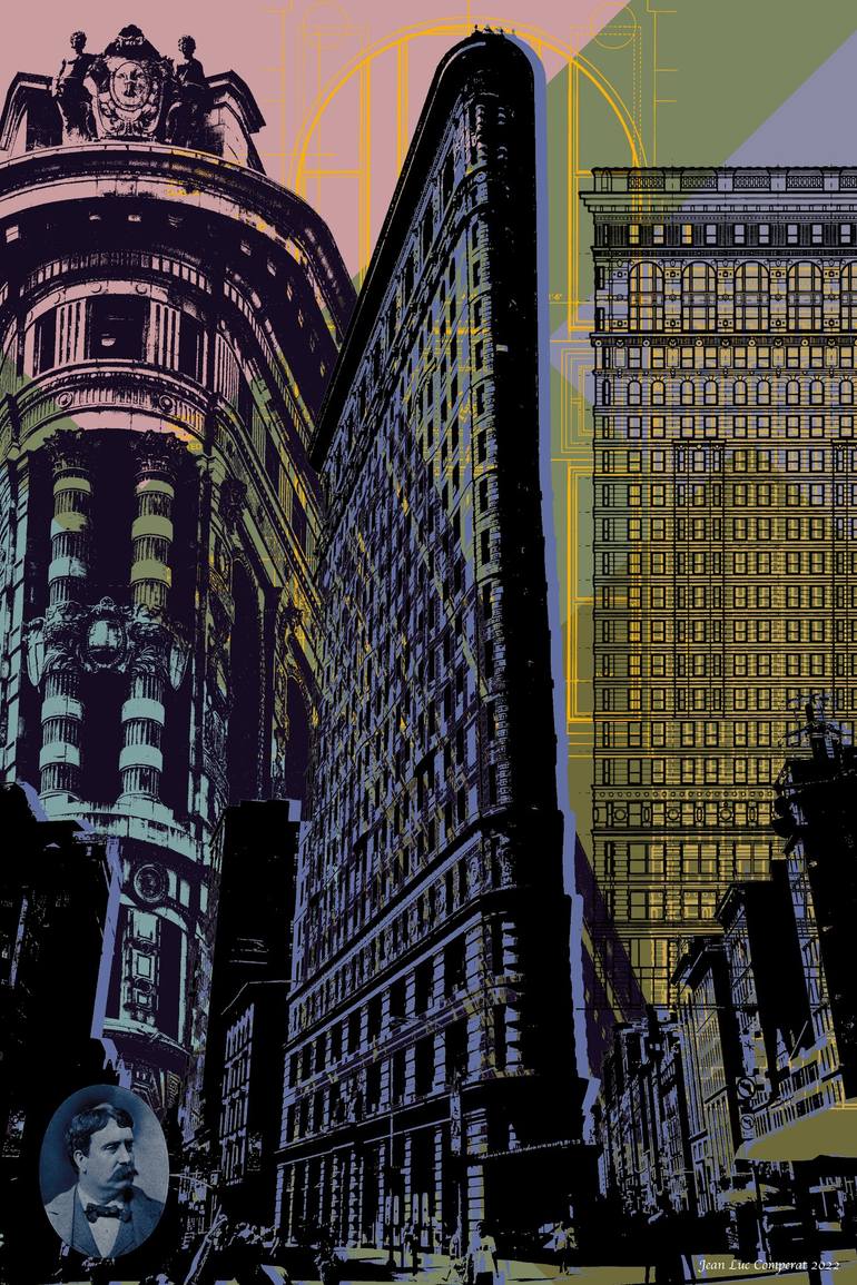 Flatiron building - NYC - Pop Art Warhol style collage Original Digital by jean luc comperat