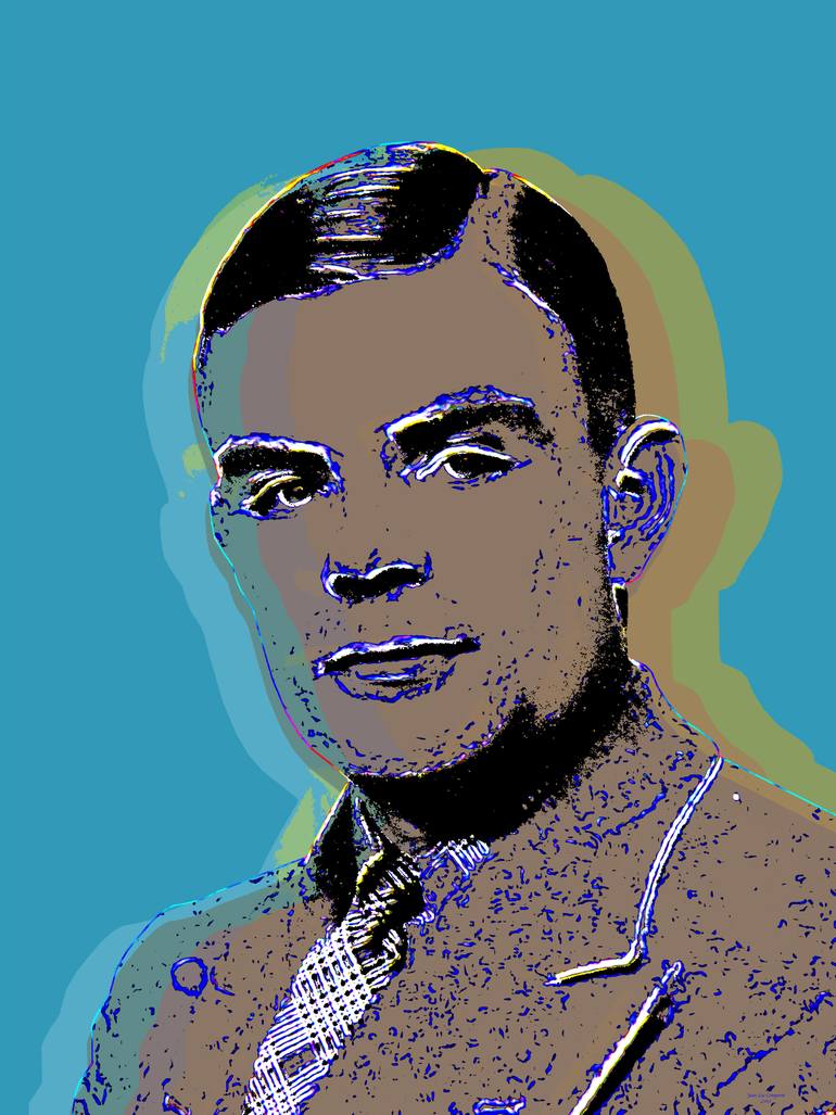 Alan Turing - 16x24 Pop Art Giclee Original Digital by jean luc comperat