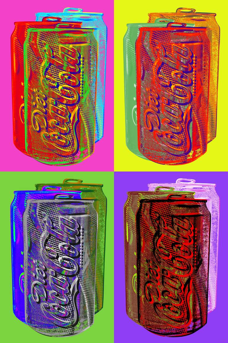 Diet Coke Pop Art Warhol Style Giclee Original Digital by jean luc comperat