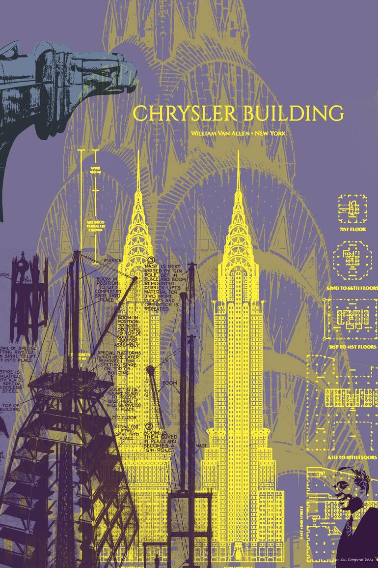 Chrysler Building - NYC - 16x24 - Warhol style collage print Original Digital by jean luc comperat
