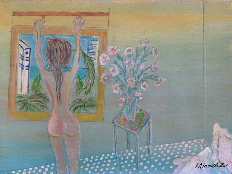 Good morning....sandra - by Minouche Original Mixed Media by jean luc comperat