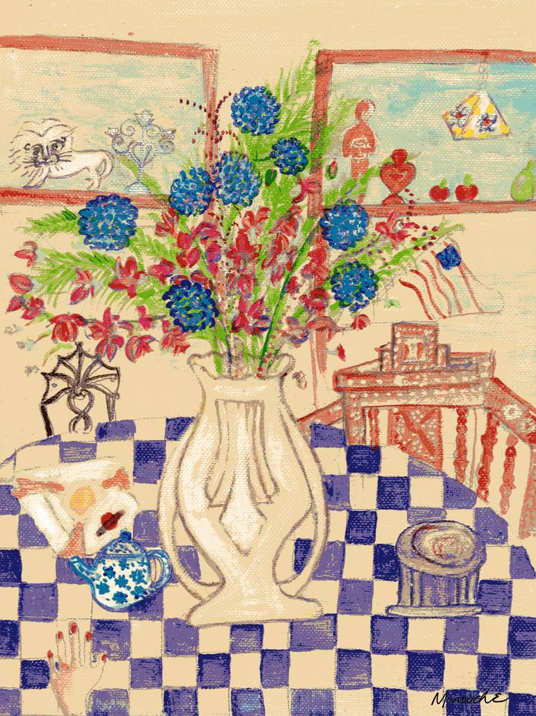 Andrea's Bouquet - by Minouche Original Mixed Media by jean luc comperat