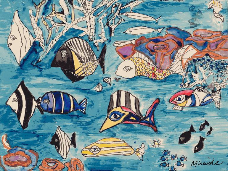 Swimming in Phi Phi island - Thailand - by Minouche Original Mixed Media by jean luc comperat