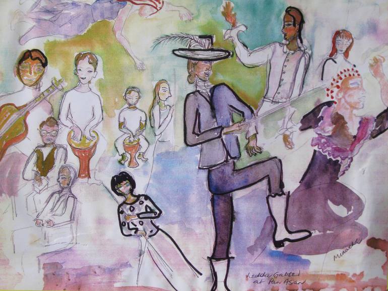 Hedda Gabler at " Pan Asian/La MaMa" NYC - by Minouche Original Mixed Media by jean luc comperat