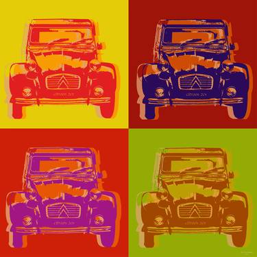 Citroen 2CV Pop Art Warhol Style Giclee - 4 Panels thumb