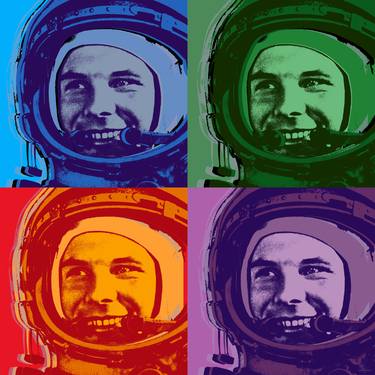 Yuri Gagarin Pop Art 4 Panels Giclee thumb