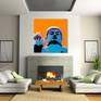 Buddha Pop Art print with orange background in room set up