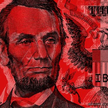 Abraham Lincoln Pop Art Giclee  - Red thumb