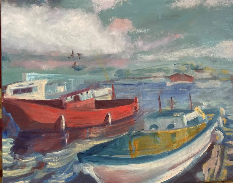 Sicilian Boats Painting by Linda Jackson | Saatchi Art