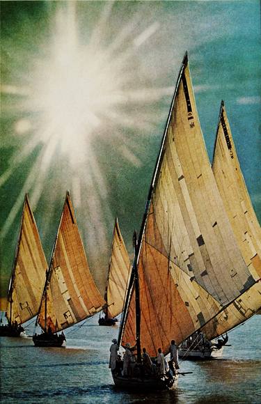 Original Surrealism Sailboat Collage by Mikhail Siskoff