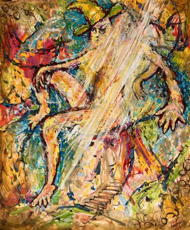 Original Abstract Expressionism Cats Painting by Thomas Tomek