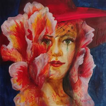 Original Portraiture Abstract Paintings by Julia Vedrina