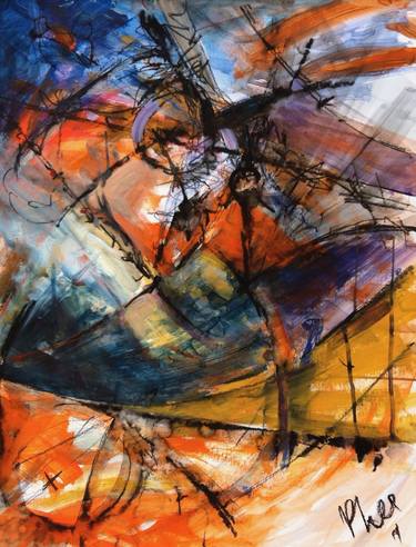 Original Abstract Expressionism Abstract Drawings by Jen Goss