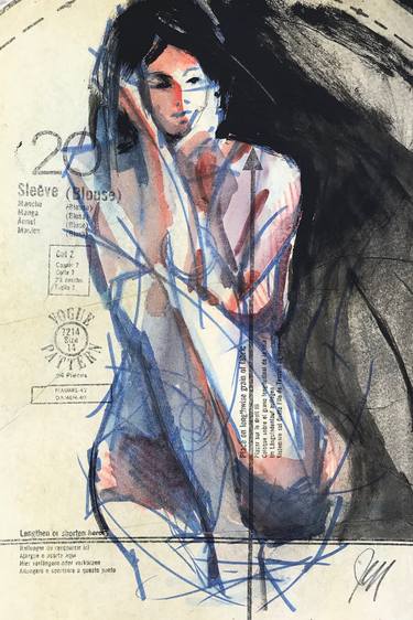 Original Abstract Expressionism Nude Collage by Jen Goss