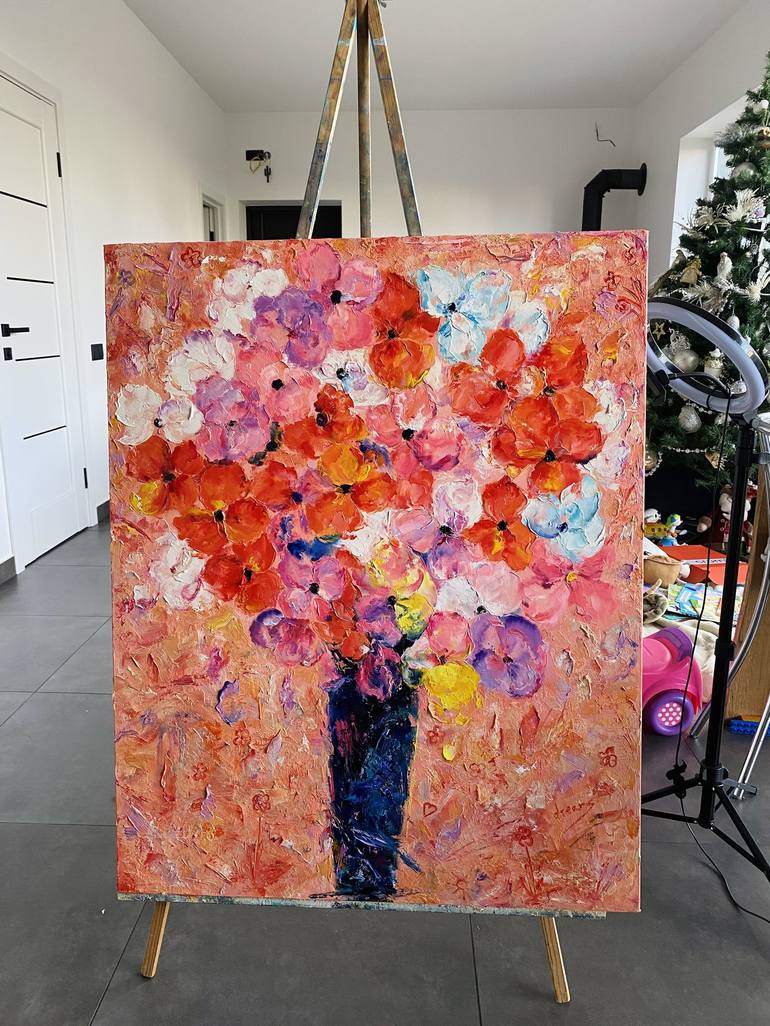 Original Abstract Floral Painting by Oleksandra Ievseieva