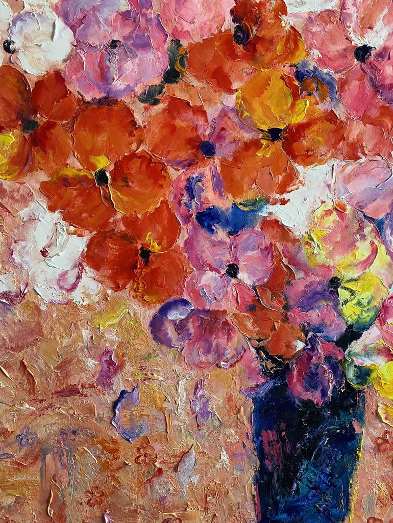 Original Abstract Floral Painting by Oleksandra Ievseieva