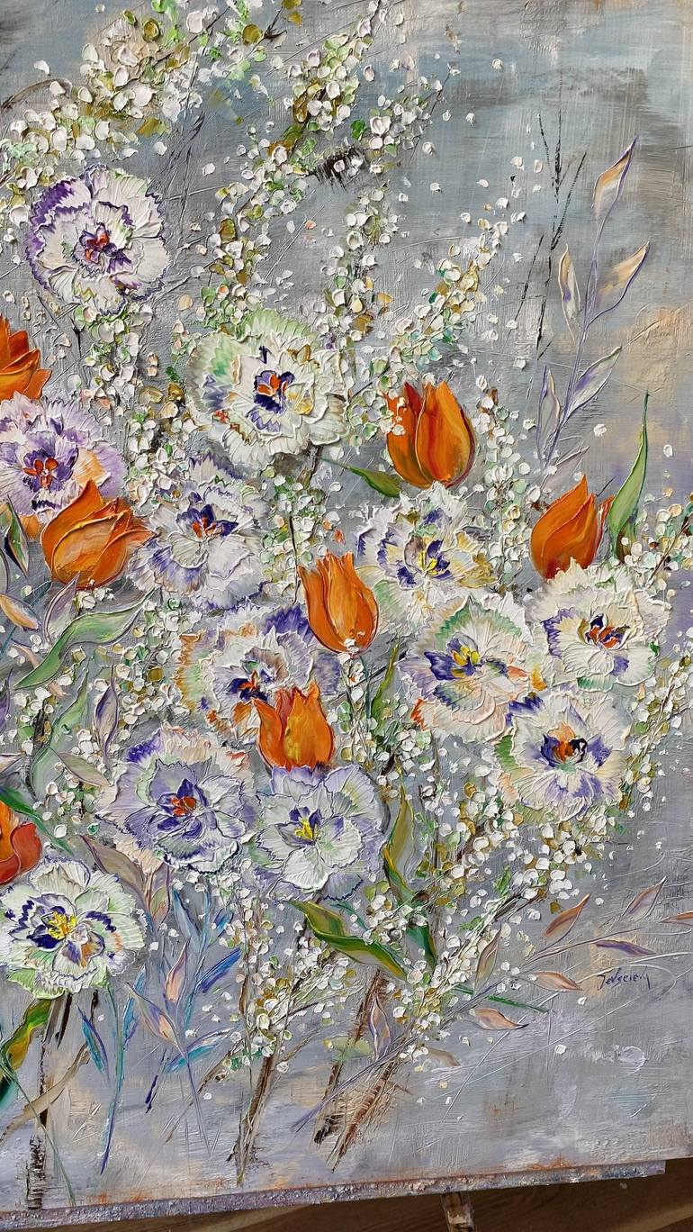 Original Abstract Floral Painting by Oleksandra Ievseieva