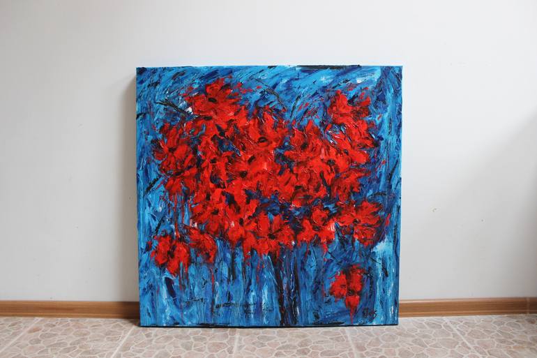 Original Abstract Floral Painting by Oleksandra Ievseieva