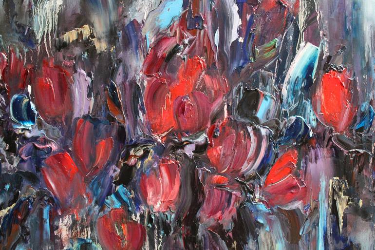 Original Abstract Floral Painting by Oleksandra Ievseieva