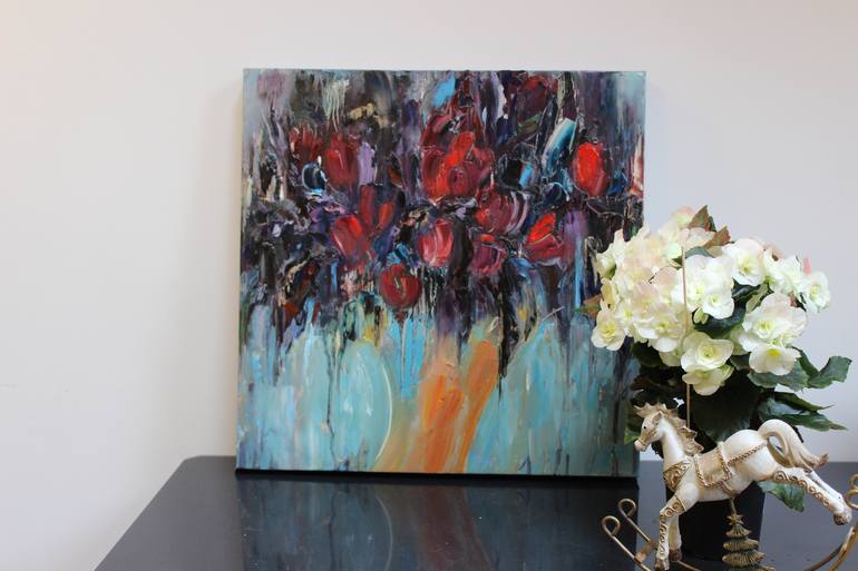 Original Abstract Floral Painting by Oleksandra Ievseieva