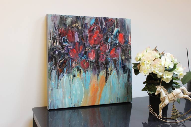 Original Abstract Floral Painting by Oleksandra Ievseieva