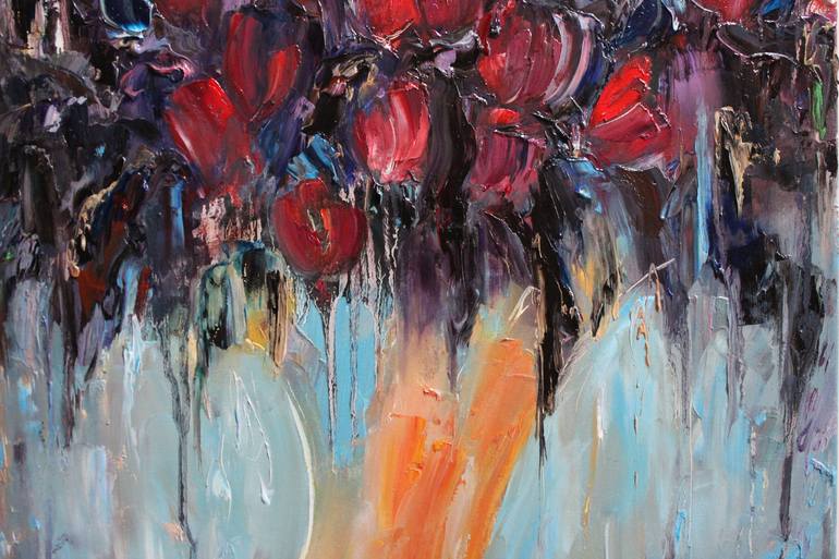 Original Abstract Floral Painting by Oleksandra Ievseieva