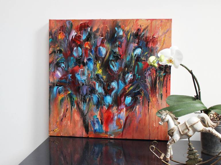 Original Abstract Floral Painting by Oleksandra Ievseieva