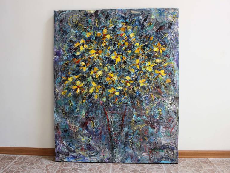 Original Abstract Floral Painting by Oleksandra Ievseieva