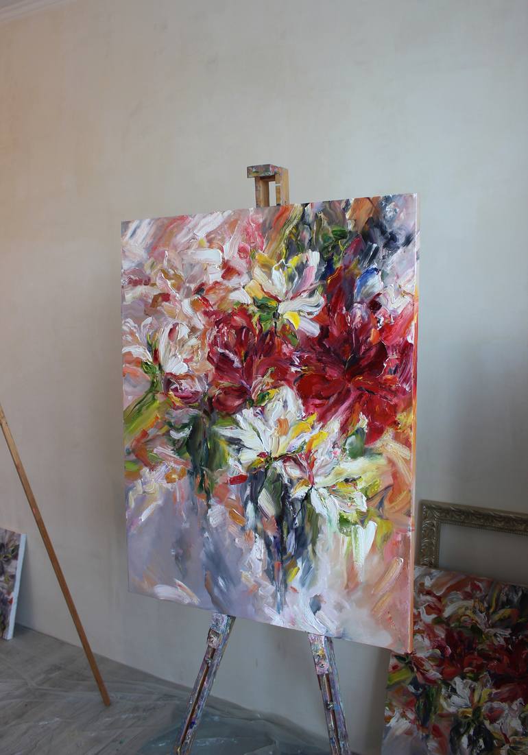 Original Abstract Floral Painting by Oleksandra Ievseieva