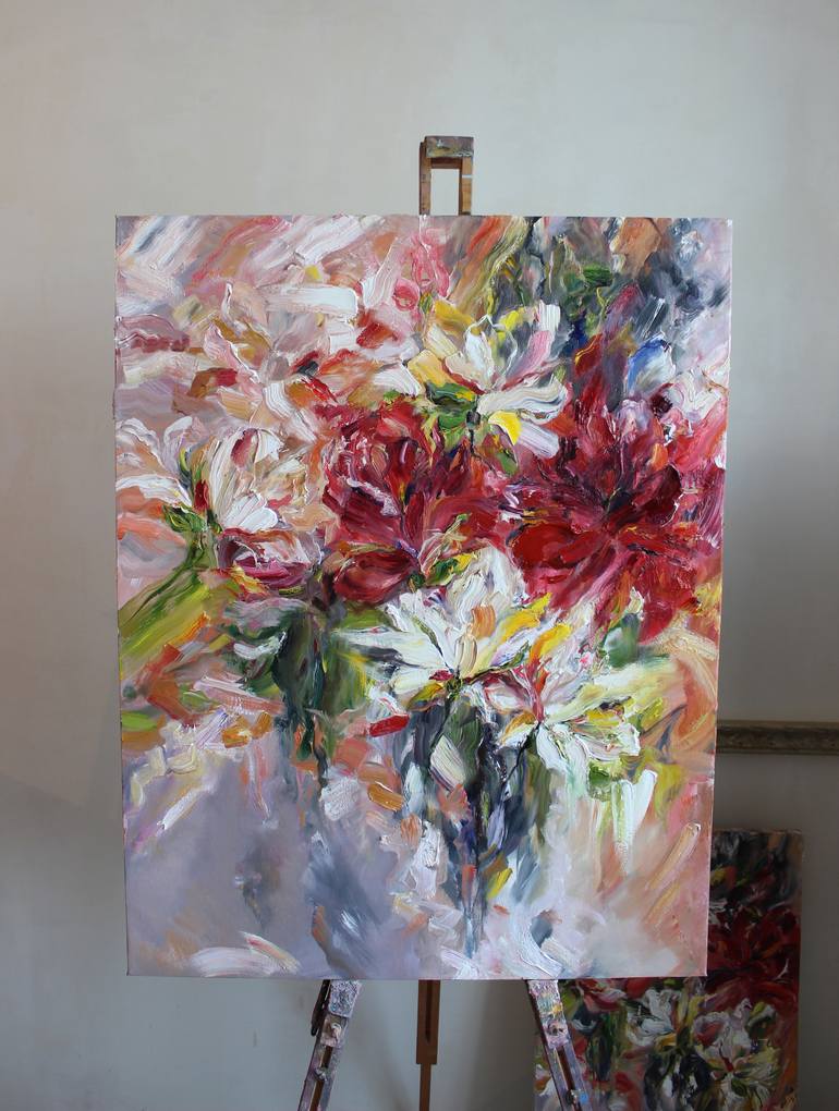 Original Abstract Floral Painting by Oleksandra Ievseieva