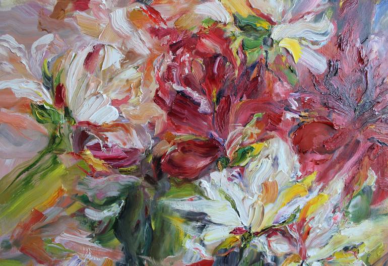 Original Abstract Floral Painting by Oleksandra Ievseieva