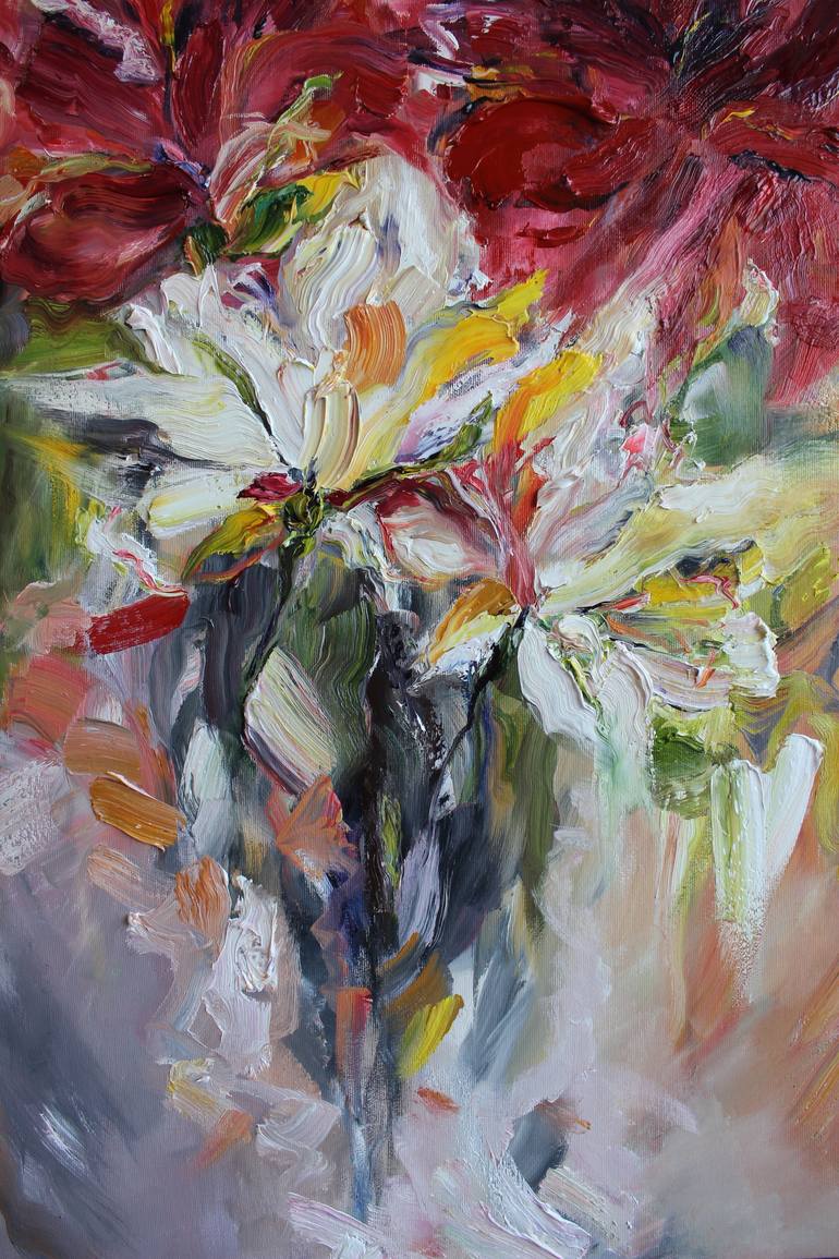 Original Abstract Floral Painting by Oleksandra Ievseieva