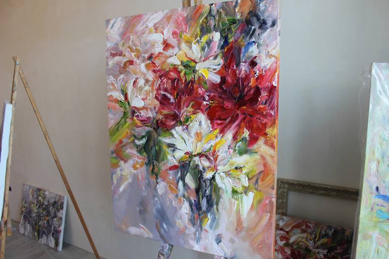 Original Abstract Floral Painting by Oleksandra Ievseieva