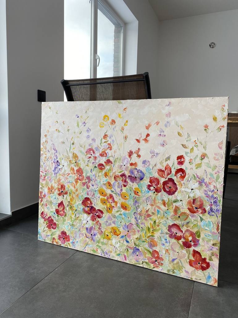 Original Abstract Floral Painting by Oleksandra Ievseieva