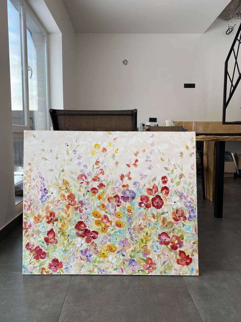 Original Abstract Floral Painting by Oleksandra Ievseieva