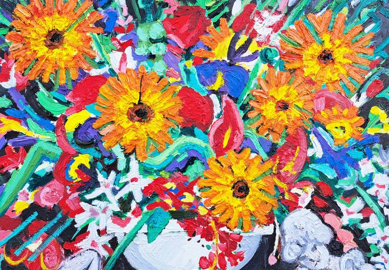 Original Contemporary Floral Painting by Christopher T Roberts